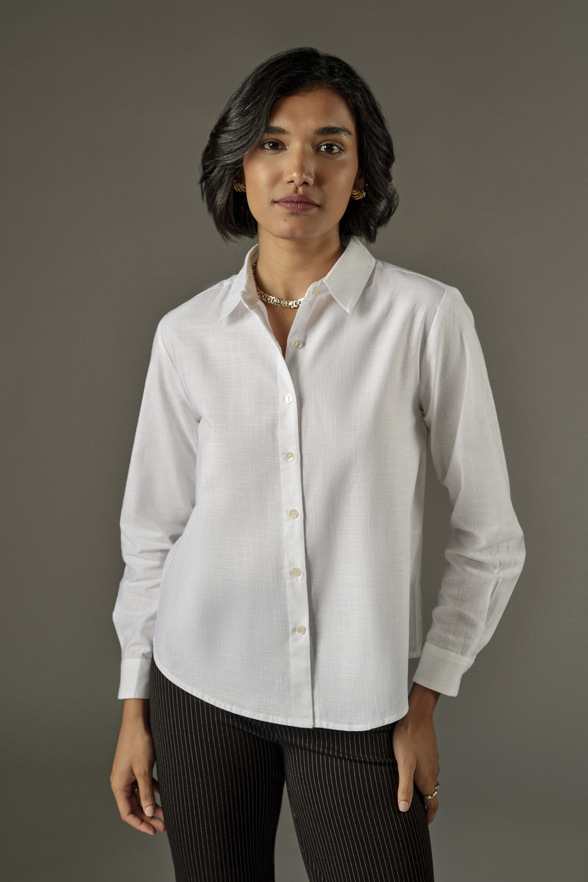 Full Sleeves Cotton Shirt in White